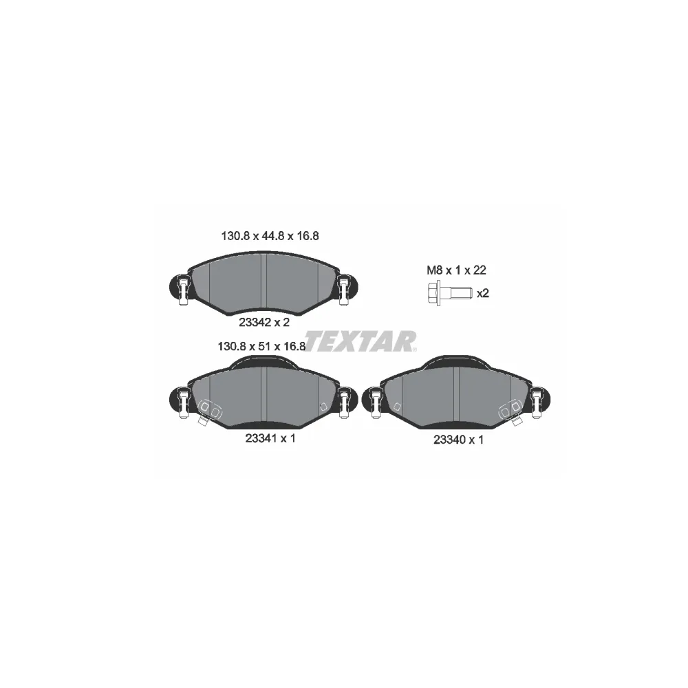 Front brake pad set Textar 2334001 (WVA 23340) – Toyota Yaris I (P1), Yaris Verso