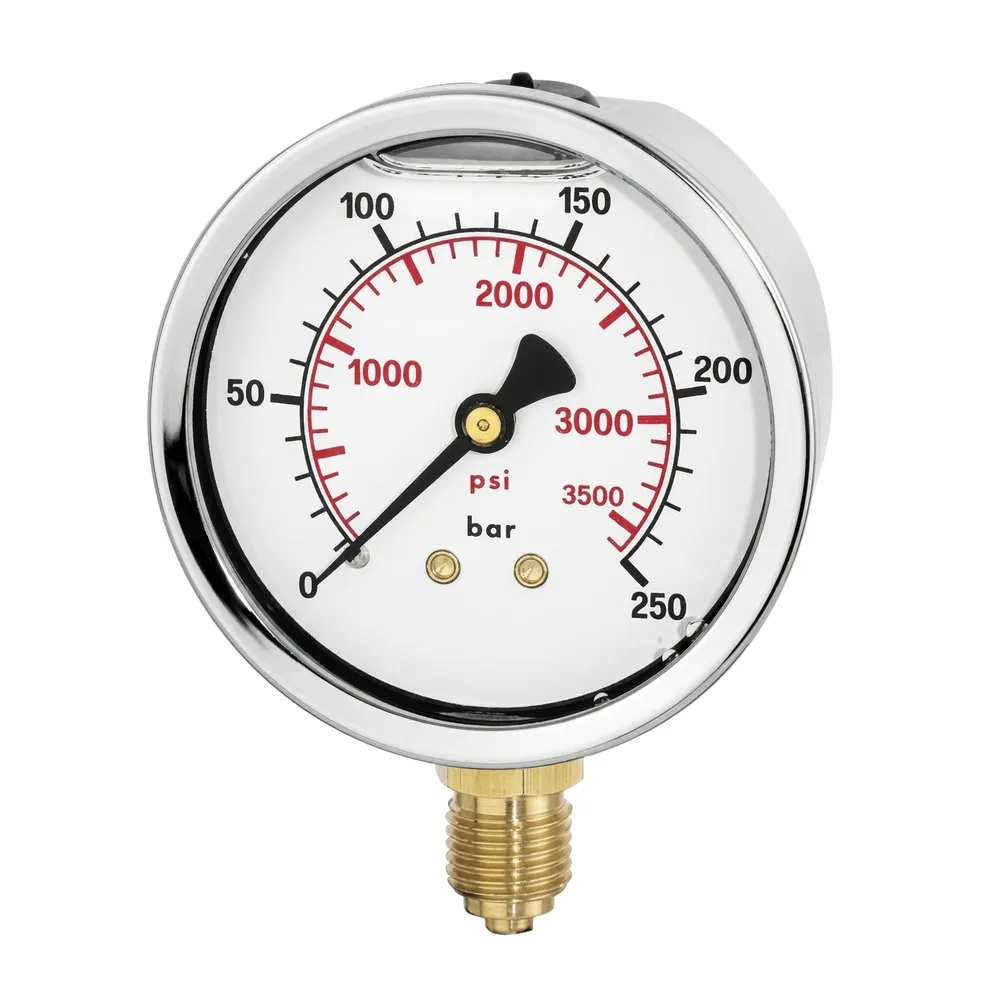 Pressure gauge conical male radial connection in glycerine