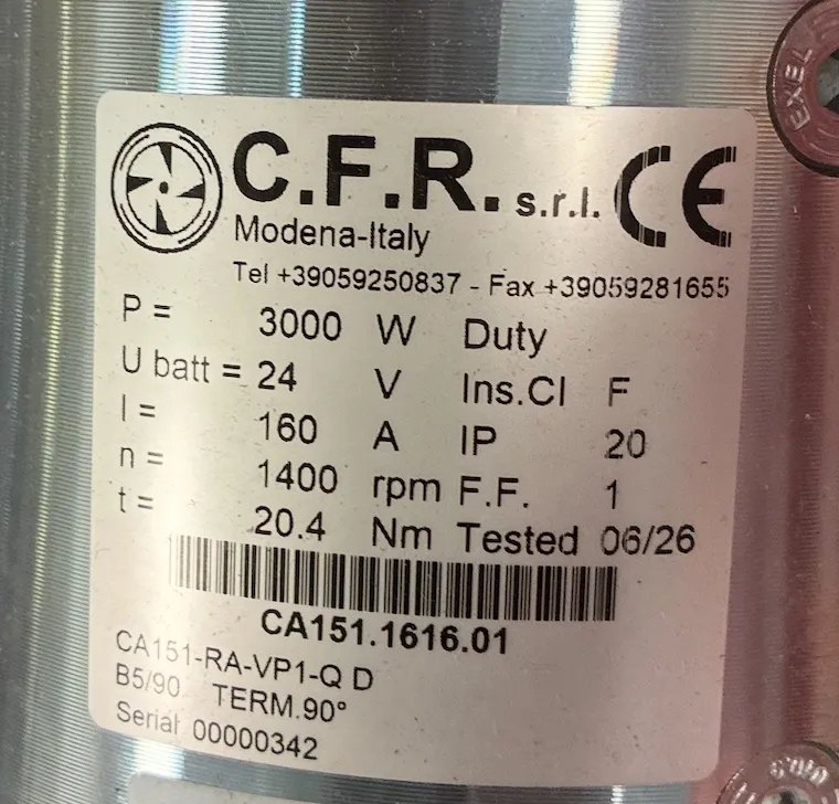 DC Motor 24V 3000W 1400 rpm B5 Flange CFR CA151.1616.01