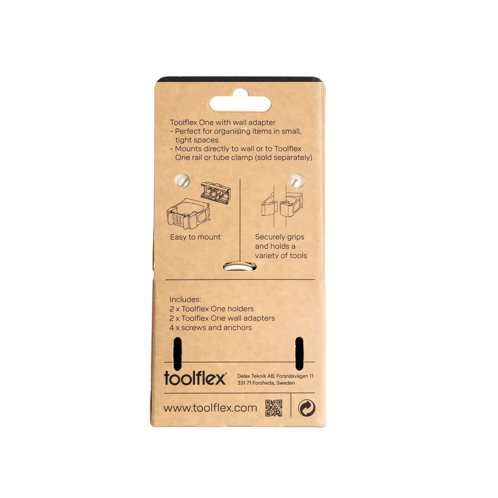 Toolflex One držač sa zidnim adapterom, 2 kom – nosač za alat (Ø 15–35 mm)