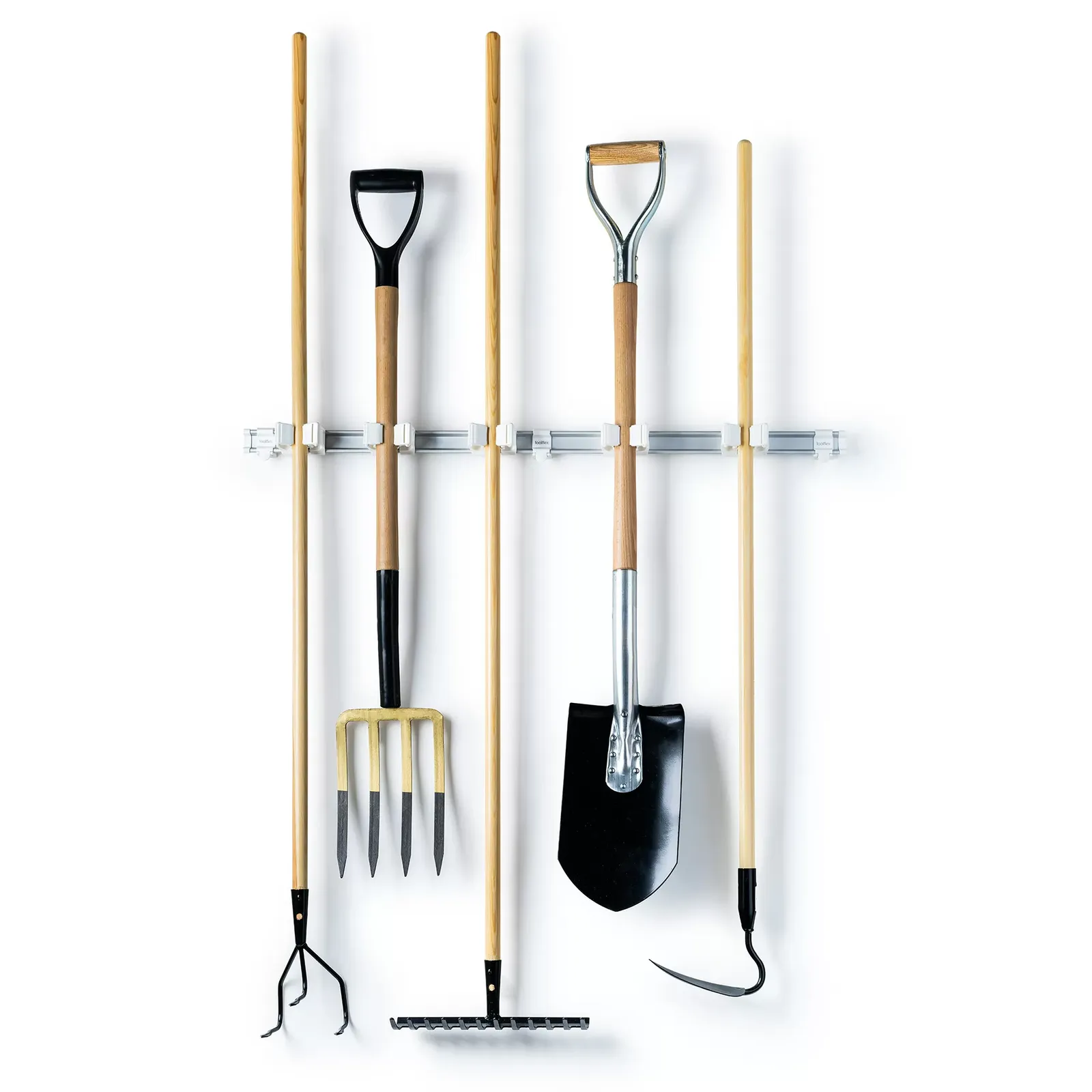 Toolflex One šina 94 cm s 5 držača – zidni nosač za alat (Ø 15–35 mm)