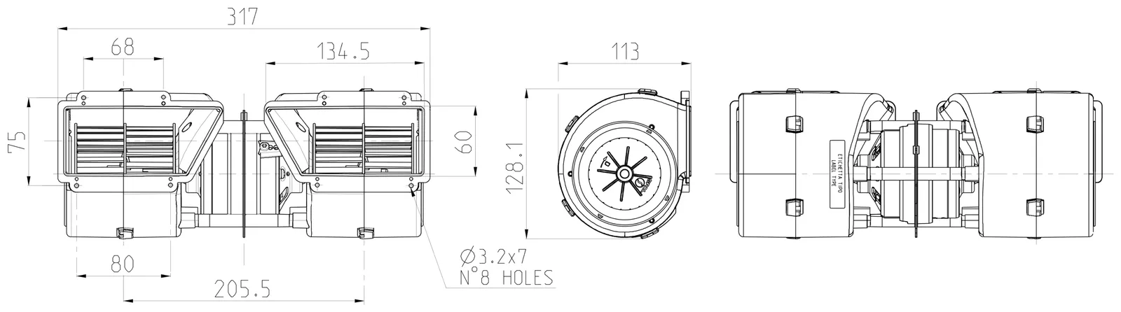 Ventilator SPAL 005-A45-02 12V 3 brzine