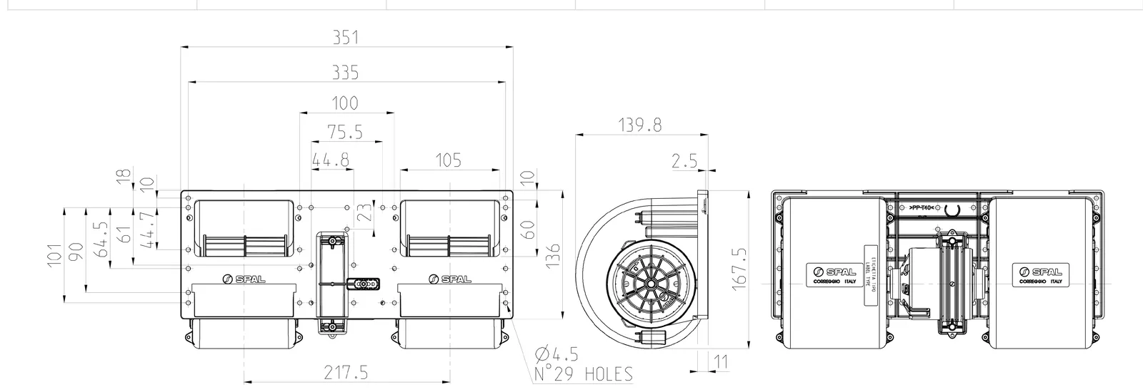 Ventilator SPAL 006-B45-22 (006-B46-22) 24V 3 brzine