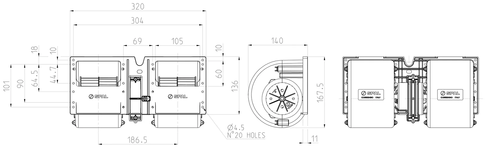 Ventilator SPAL 011-A46-22 12V