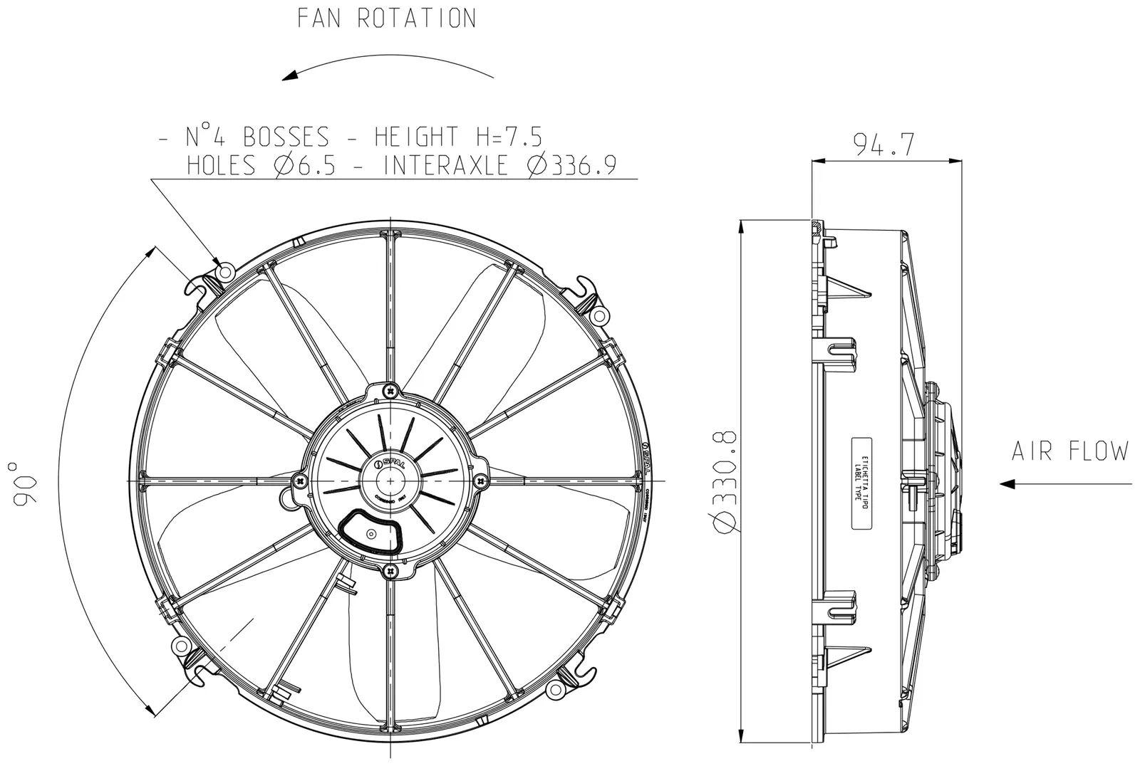 Ventilator SPAL VA01-AP70/LL-36S 12V