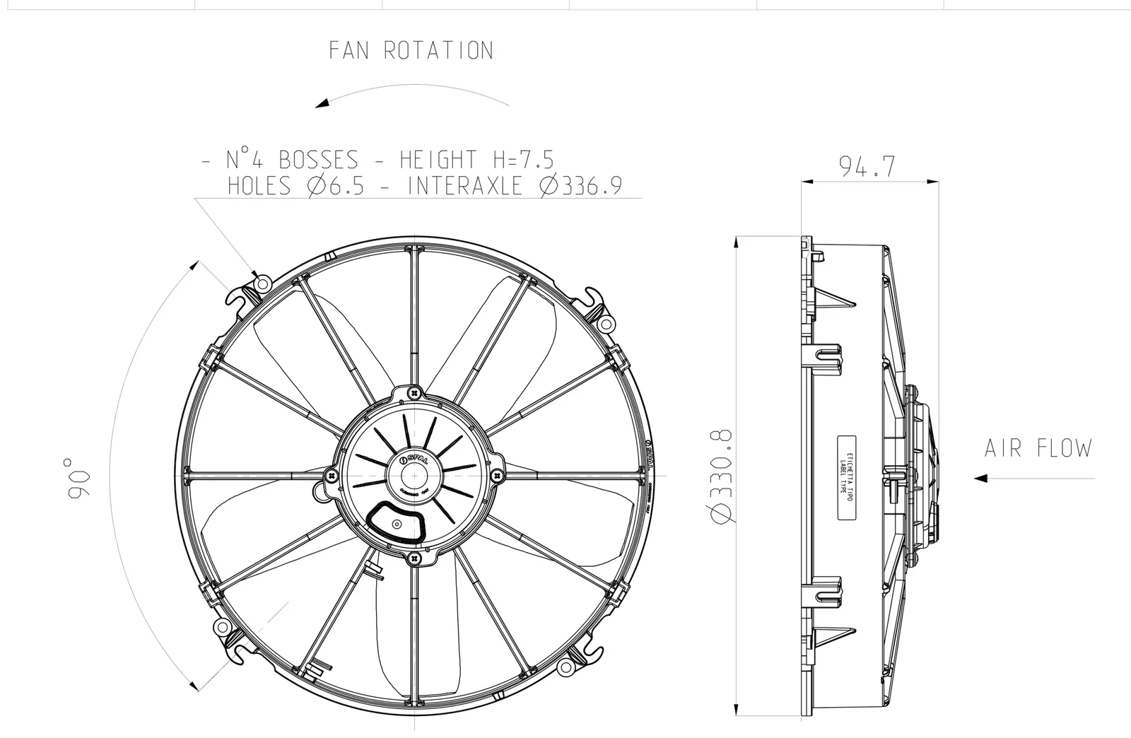 Ventilator SPAL VA01-BP70/LL-36S 24V