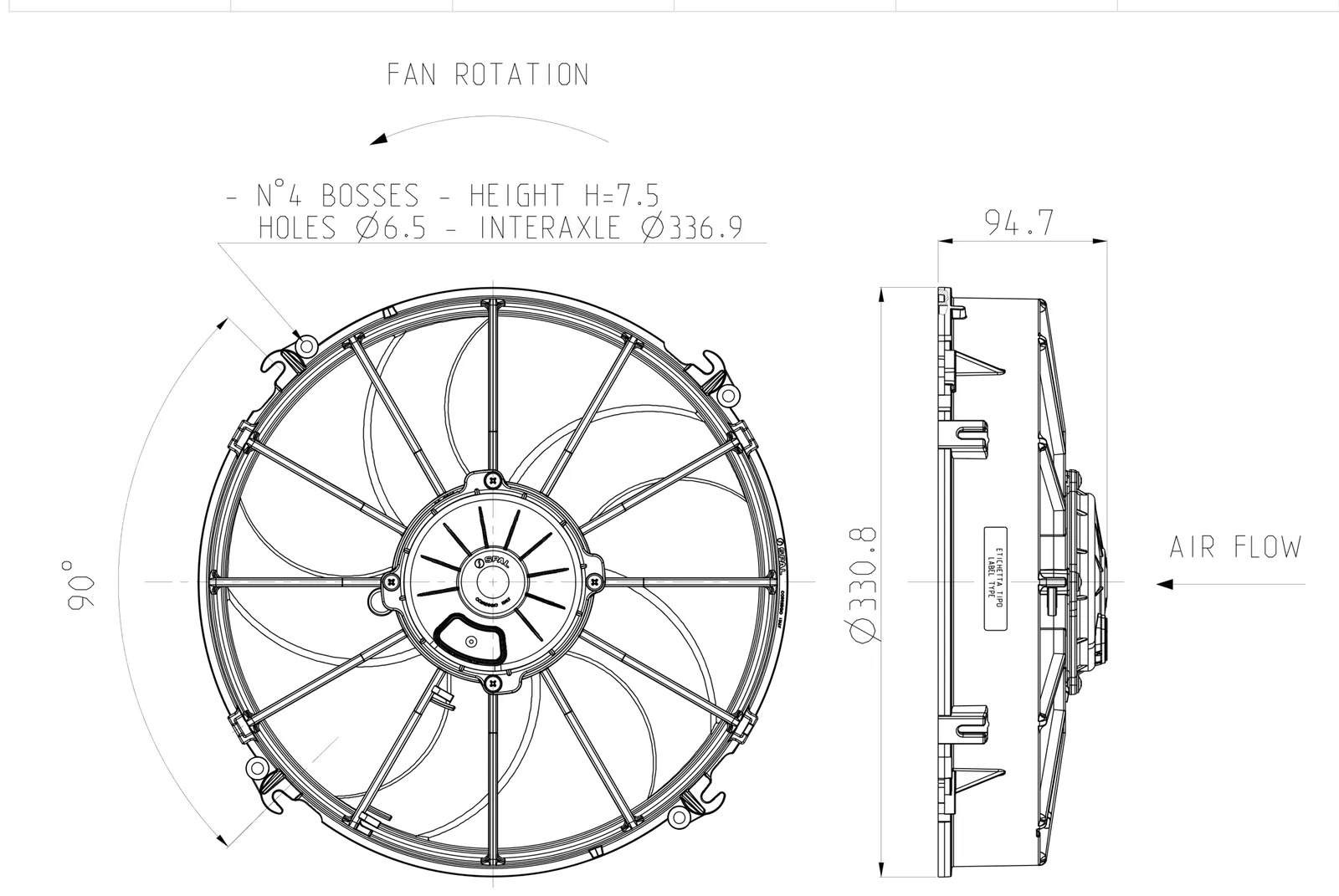 Ventilator SPAL VA01-BP70/LL-43S 24V