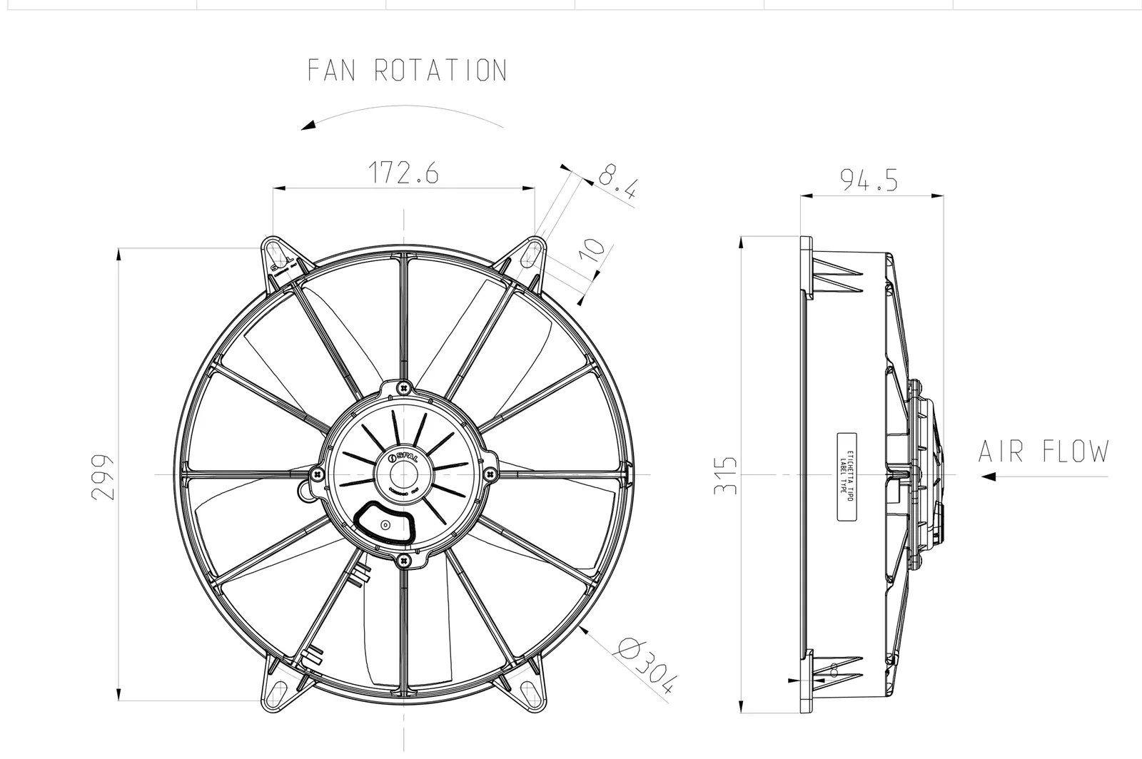 Ventilator SPAL VA03-BP70/LL-37S 24V
