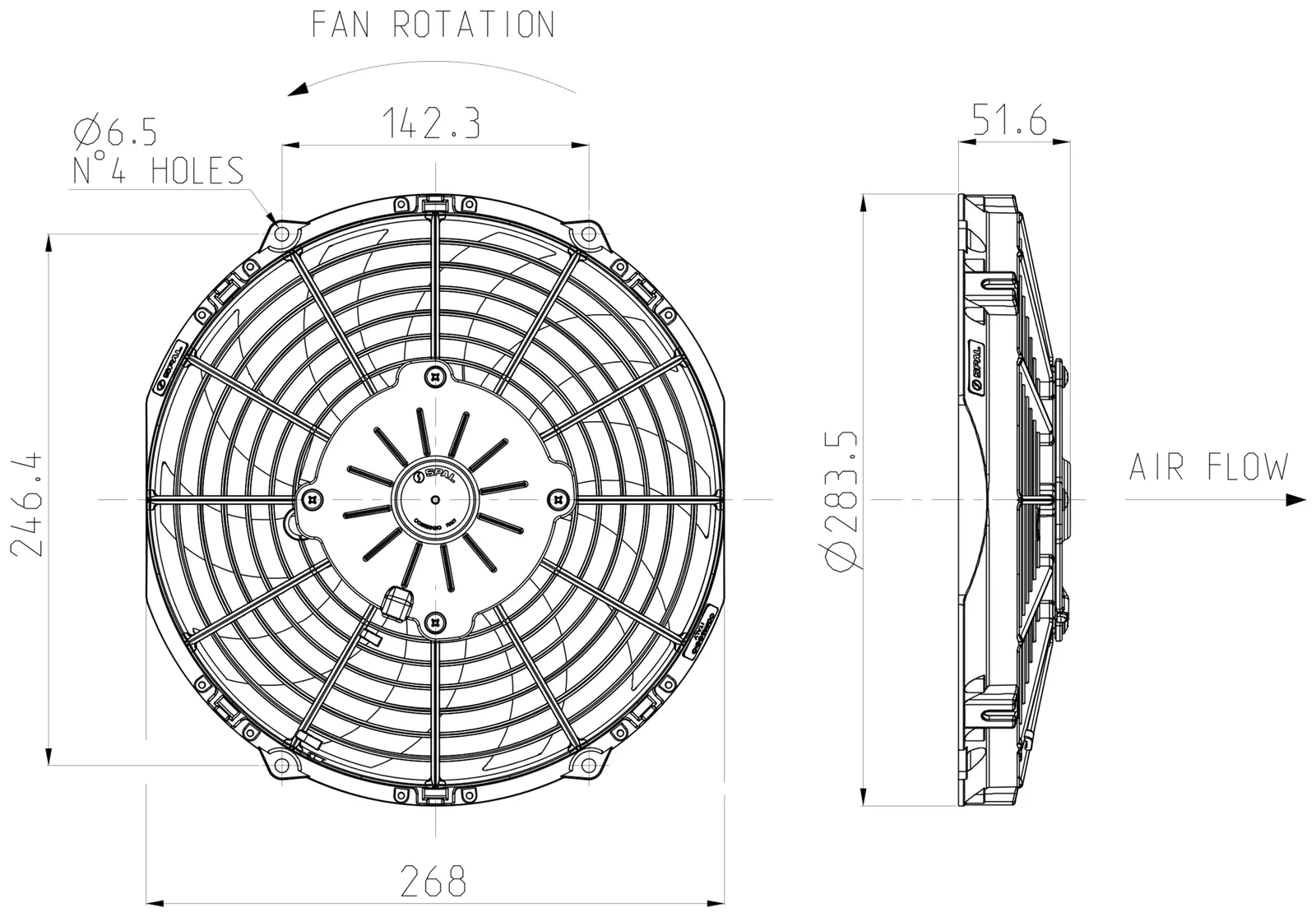 Ventilator SPAL VA11-BP12/C-57A 24V