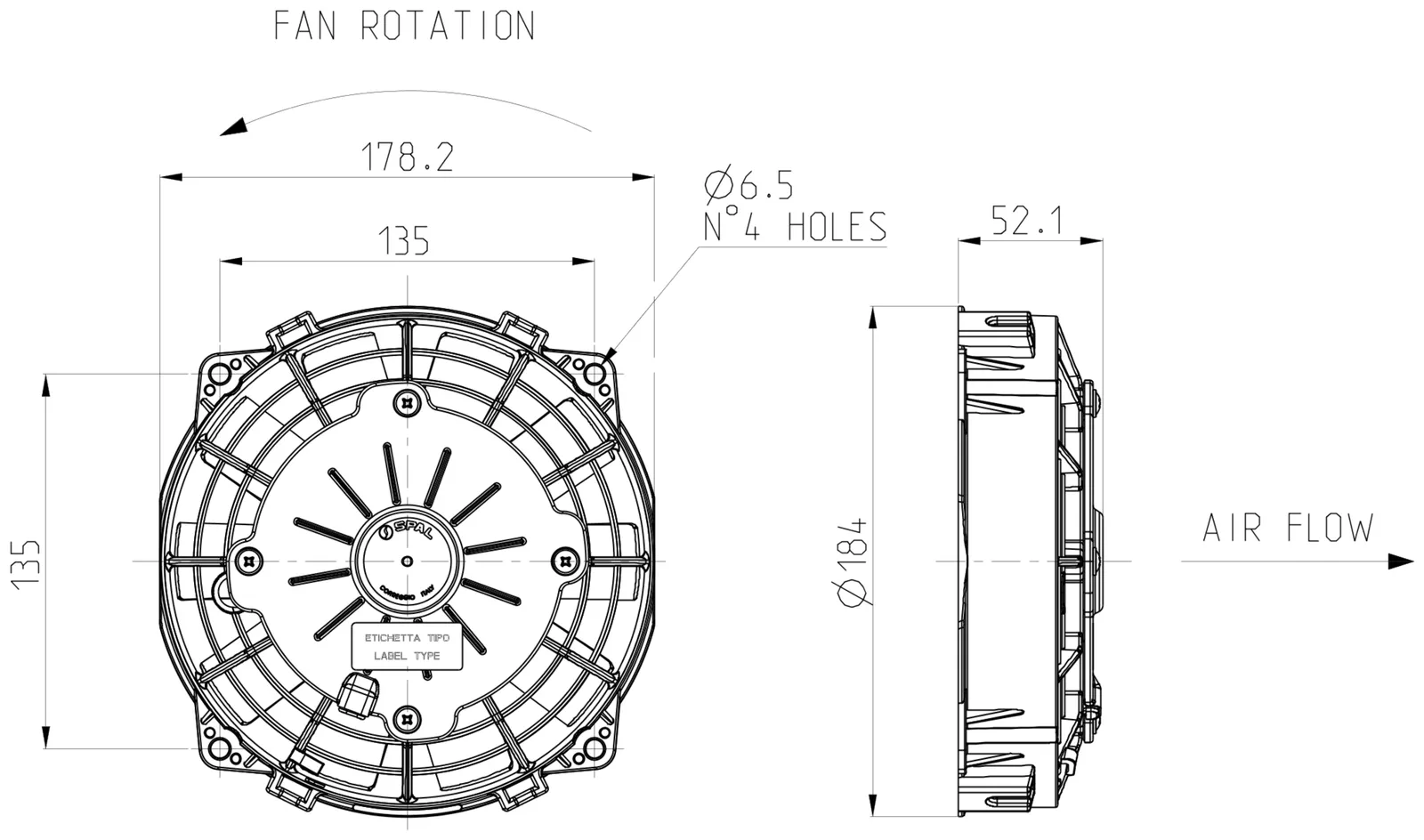 Ventilator SPAL VA22-AP11/C-50A 12V