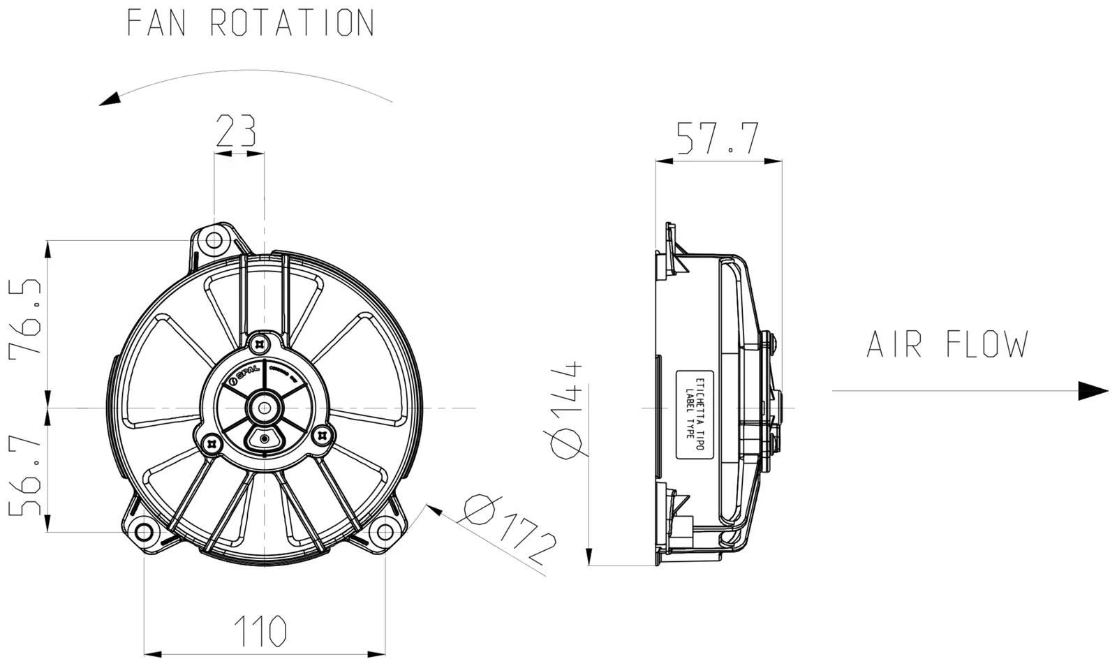 Ventilator SPAL VA31-A100-46A 12V