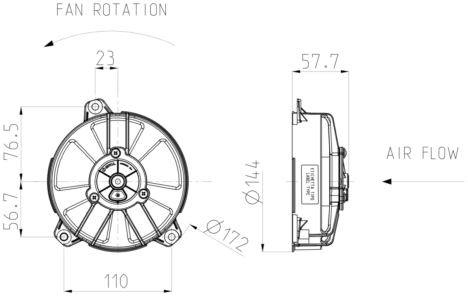 Ventilator SPAL VA31-A100-46S 12V
