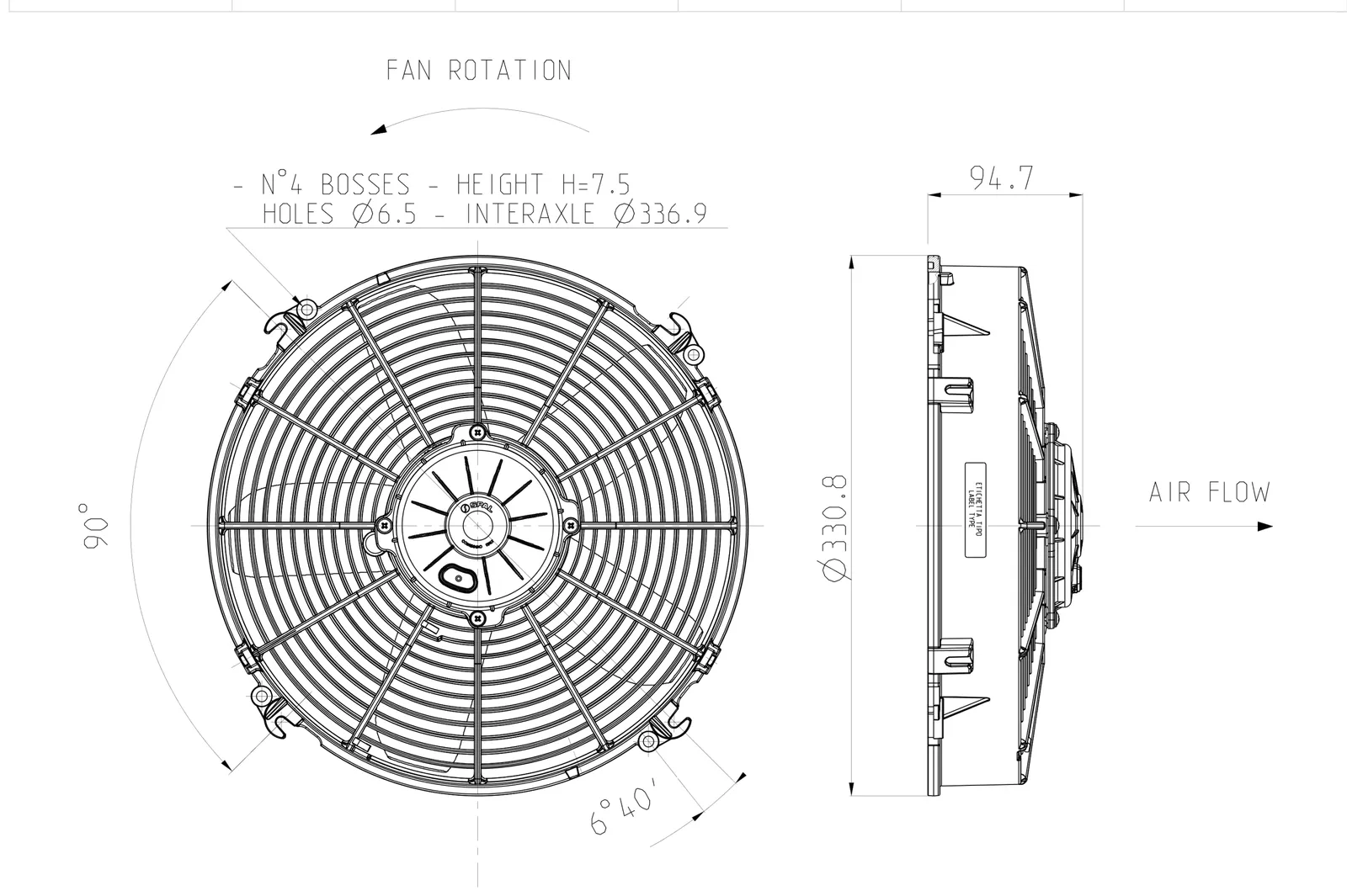 Ventilator SPAL VA34-BP70/LL-36A 24V