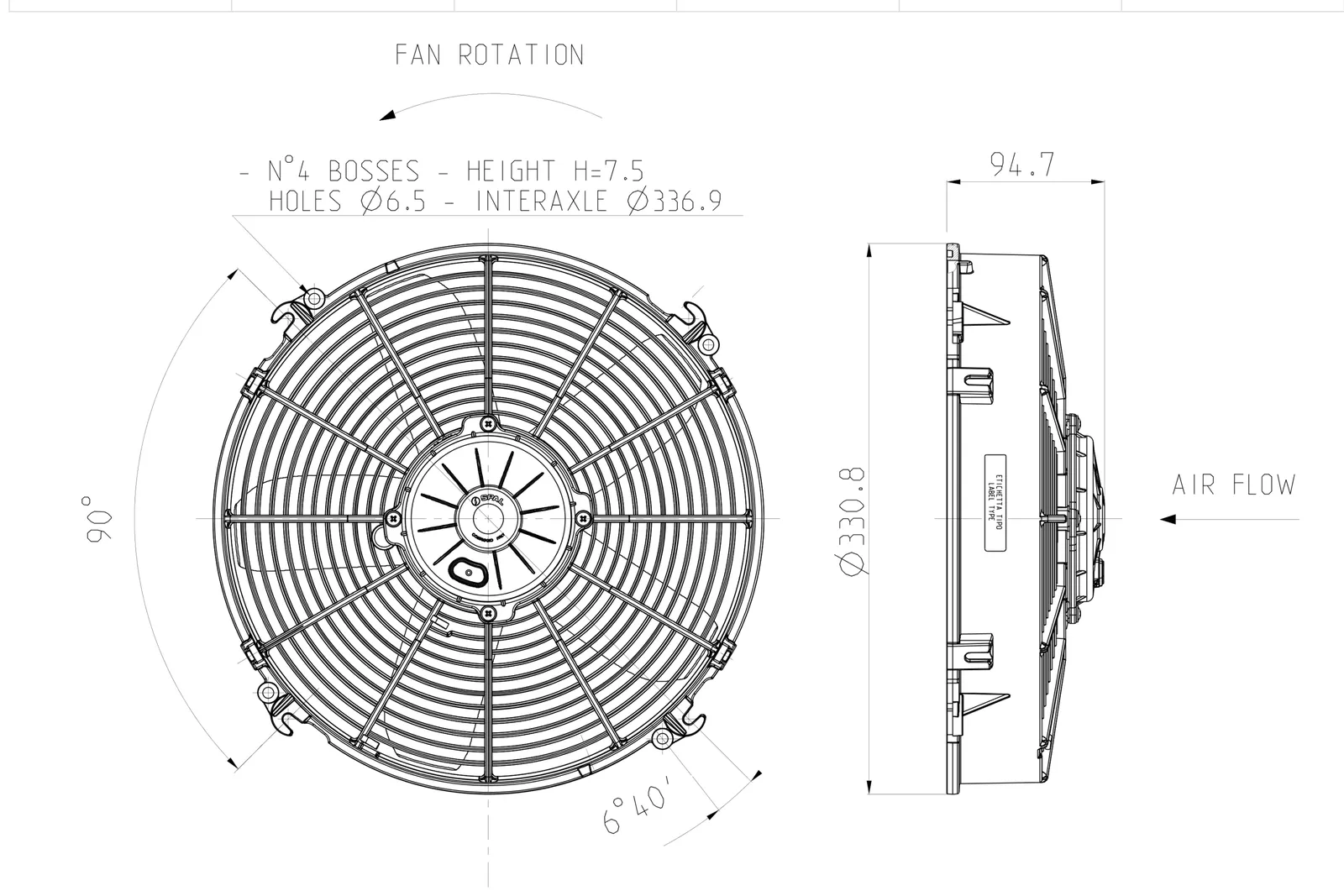 Ventilator SPAL VA34-BP70/LL-36S 24V
