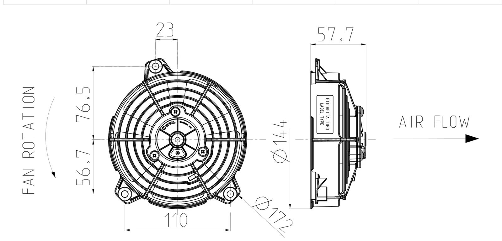 Ventilator SPAL VA37-A101-46A 12V