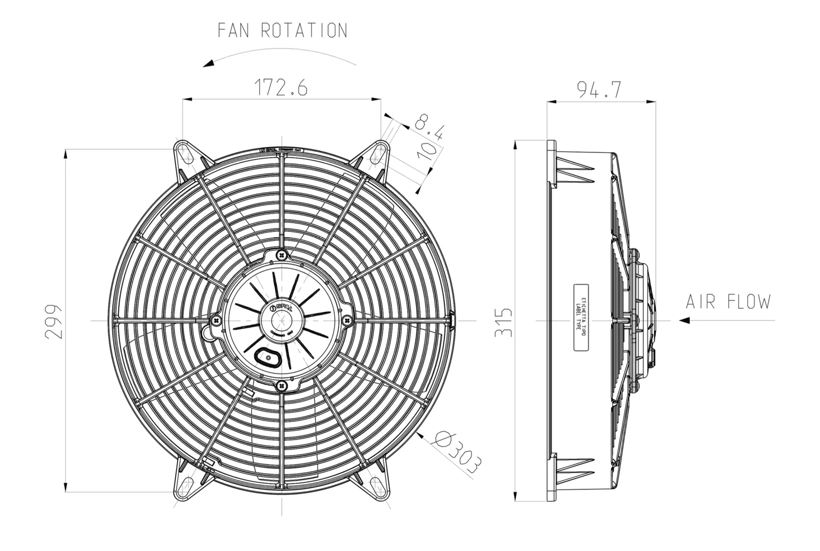 Ventilator SPAL VA59-BP70/LL-37S 24V
